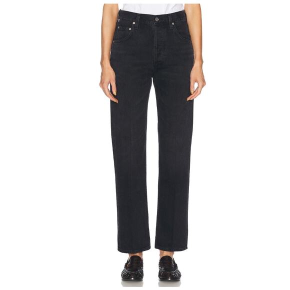 COH Citizens of Humanity Baretta Relaxed Straight Black Gray Denim Jeans Size 27 - Picture 1 of 11